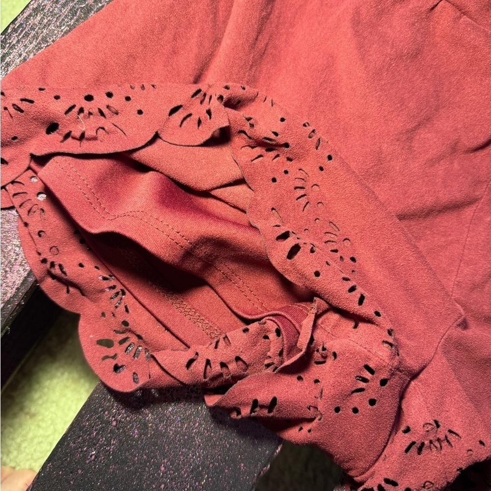 HeartSoul Red High Waist Lace Trim Shorts - Picture 5 of 5